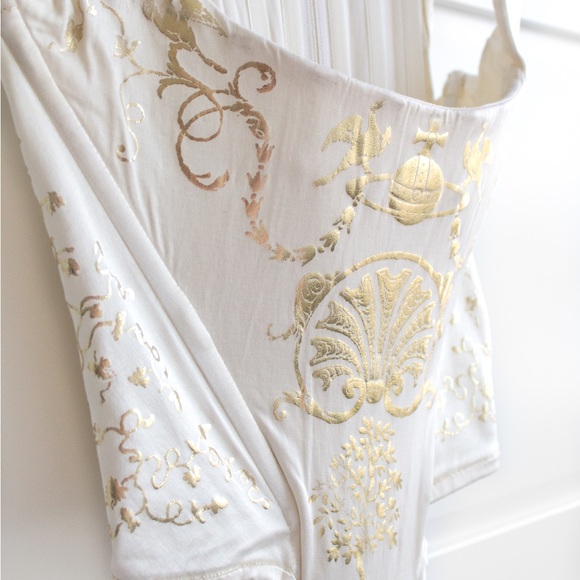 Iconic Vivienne Westwood Vintage F/W 1991 White Gold Boulle Satin 90s Corset Top - Picture 12 of 16